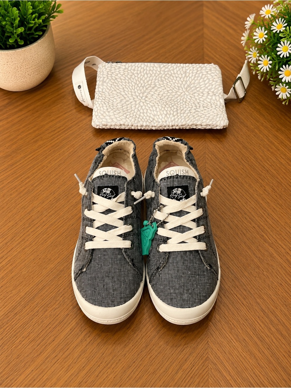 Roxy Women’s Gray Lace-Up Sneakers with White Soles